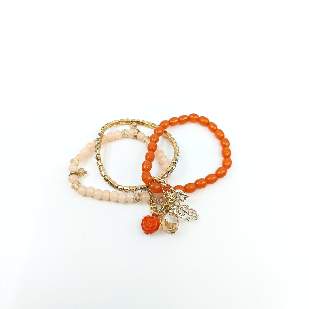 Coral Charm Bracelet Stack