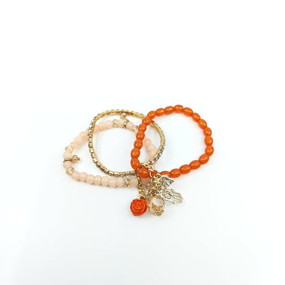 Coral Charm Bracelet Stack