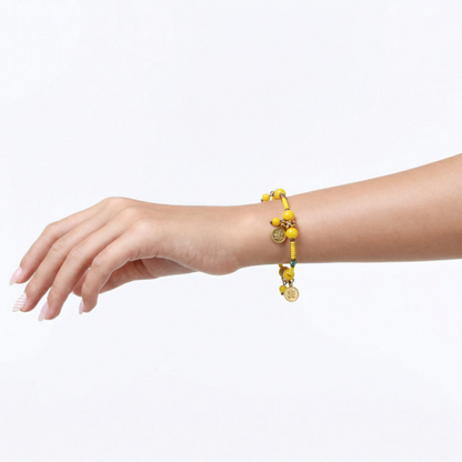 Sunburst Yellow Coin Bracelet