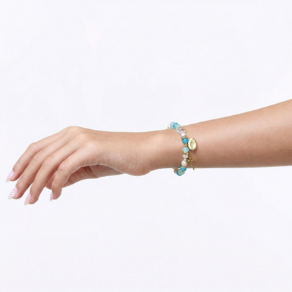 Blue Dragonfly Charm Beaded Bracelet