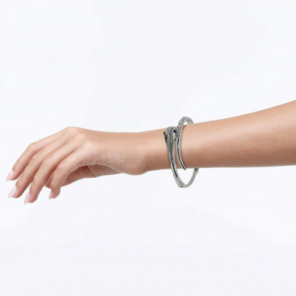 Sparkling Silver Bypass Bangle