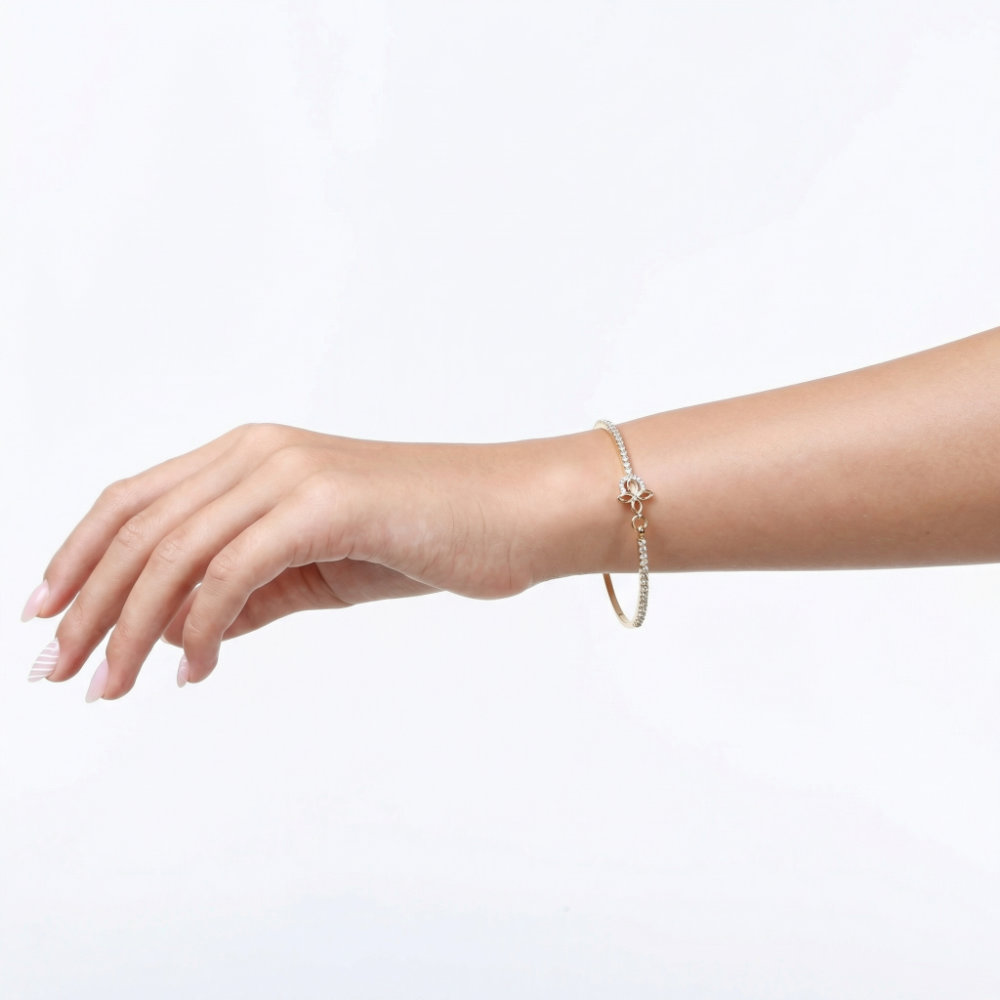 Golden Flora Crystal Bangle