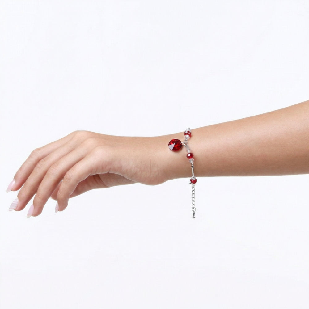 Red Crystal Bead Chain Bracelet