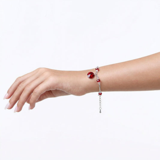 Red Crystal Bead Chain Bracelet