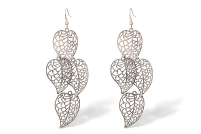 Silver Filigree Tiered Leaf Earrings