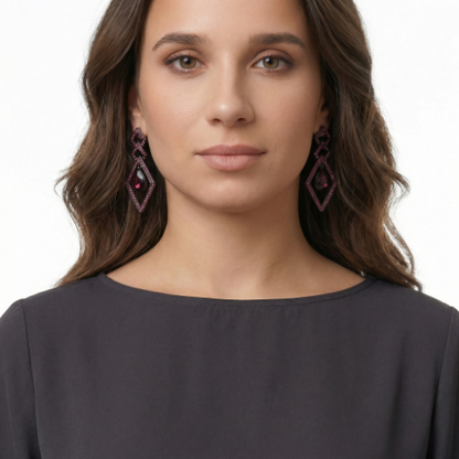 Garnet Crystal Pavé Diamond Drop Earrings