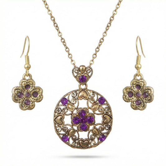 Amethyst Heart Jewelry Set