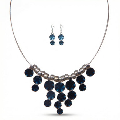 Navy Blue Disc Cascade Jewelry Set