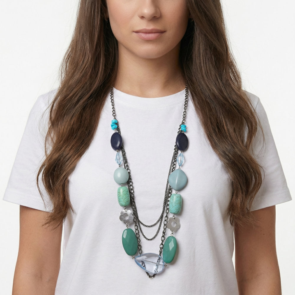 Azure Cascade Statement Necklace