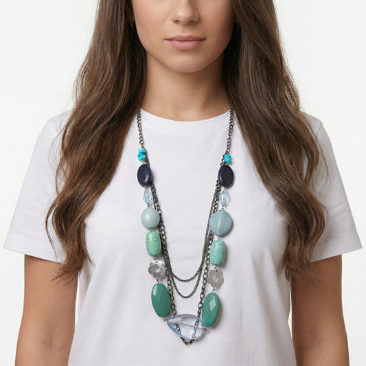 Azure Cascade Statement Necklace