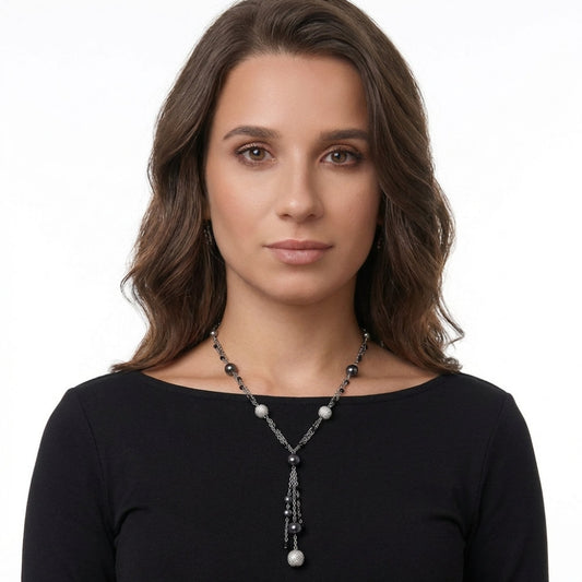 Midnight Elegance Lariat Tassel Necklace