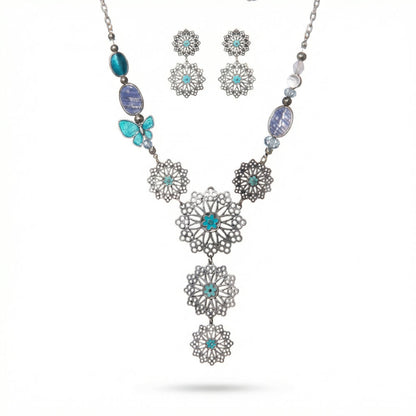 Turquoise Floral Filigree Butterfly Set