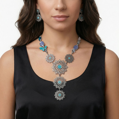 Turquoise Floral Filigree Butterfly Set