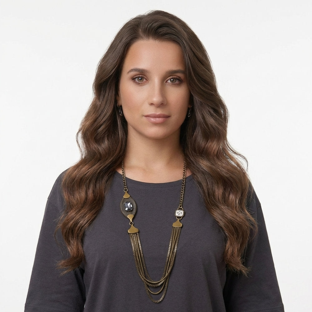 Vintage Brass Asymmetrical Multi-Chain Drape