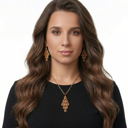 Champagne Teardrop Chandelier Jewelry Set
