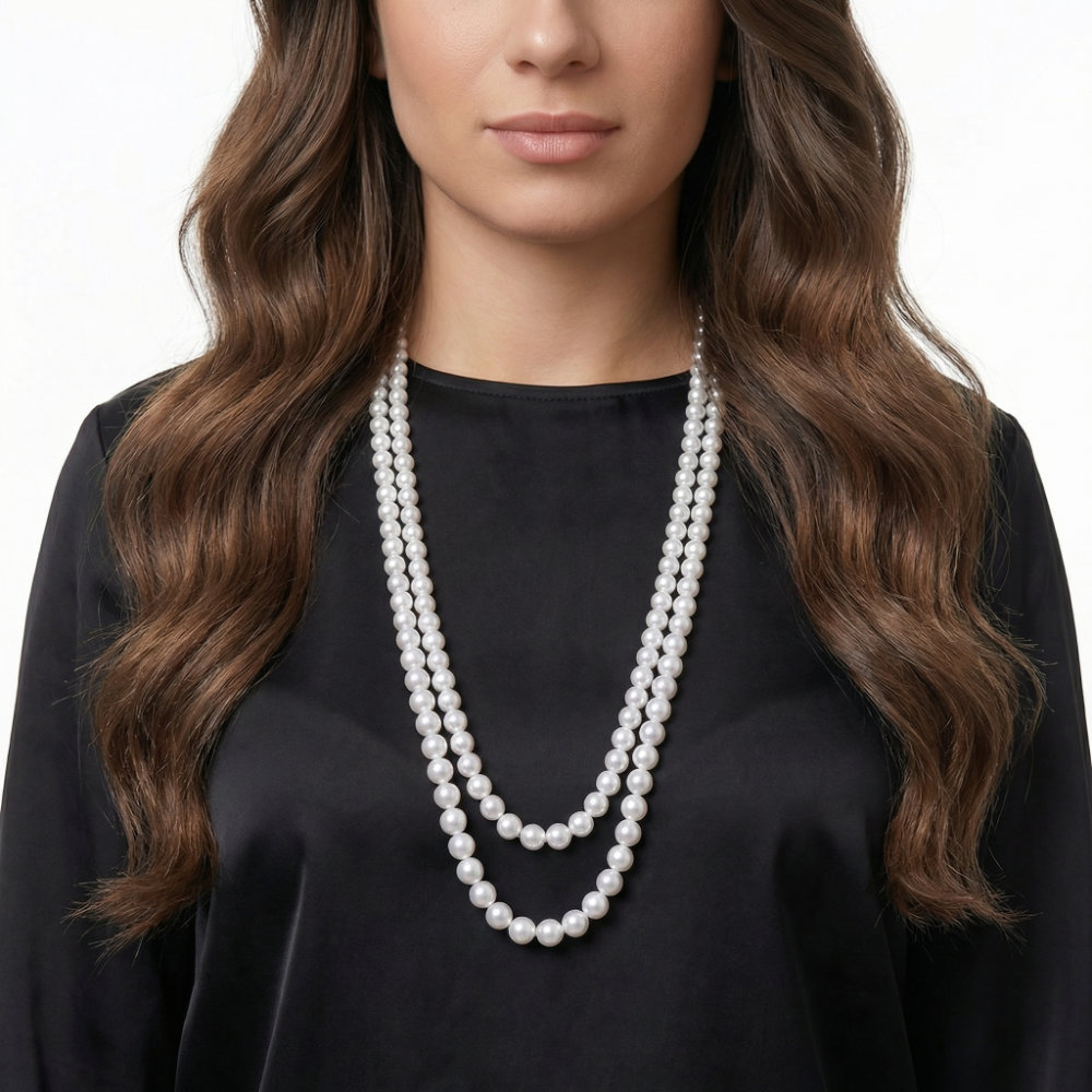 [NLF059] Classic Double-Strand Pearl Necklace