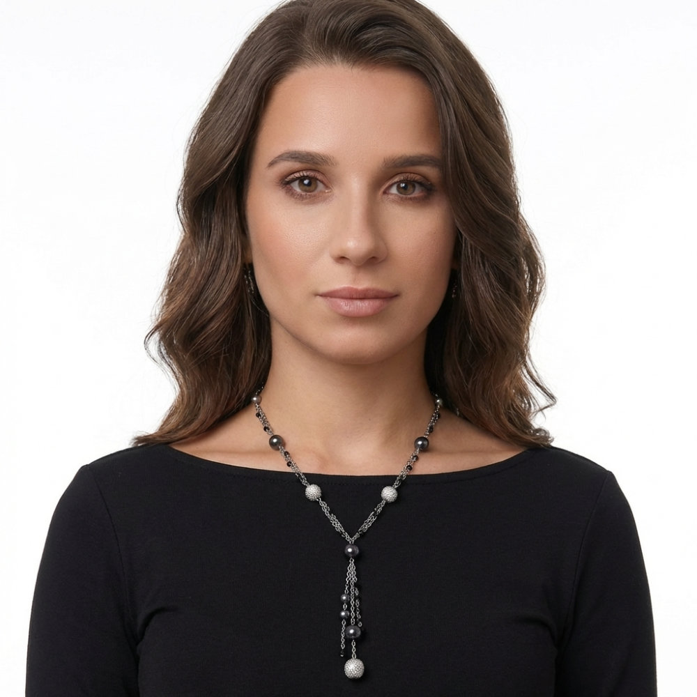 [NLF041] Midnight Elegance Lariat Tassel Necklace