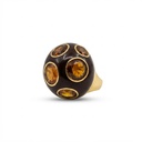 Amber Crystal & Enamel Retro Ring