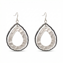 Two-Tone Hammered Teardrop Dangle Earrings