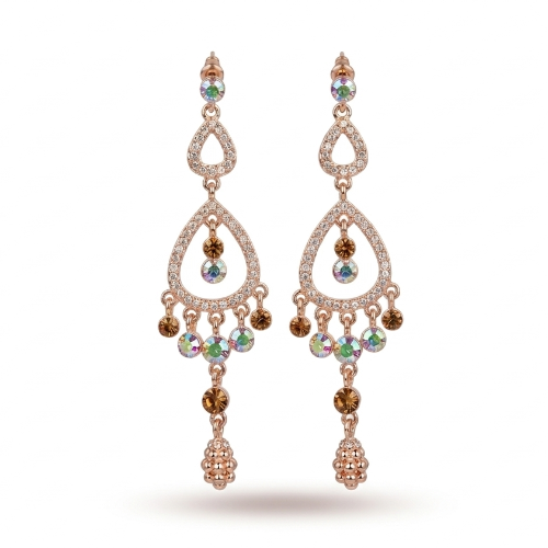 [EGF005] Champagne Sparkle Teardrop Chandelier Earrings