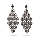 Gunmetal Black Heart Chandelier Earrings