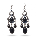 Black Enamel and Gold Floral Studs