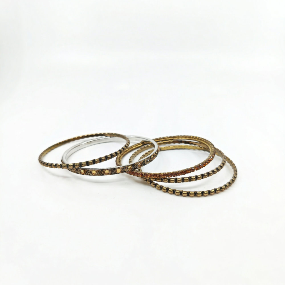 [BAHF001] Antique Bronze Beaded Bangle Set