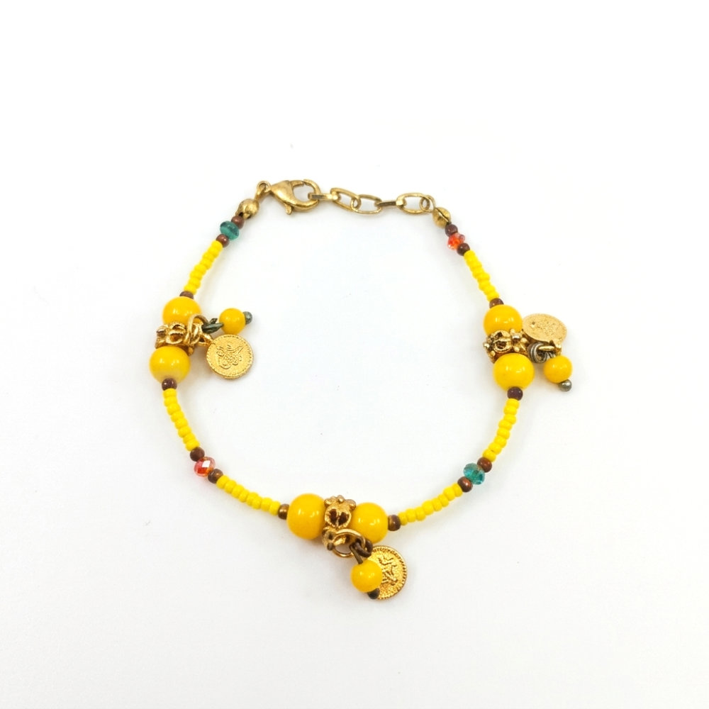[BAHF011] Sunburst Yellow Coin Bracelet