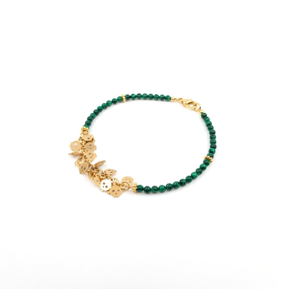 [BAHF012] Emerald Green Beaded Charm Bracelet