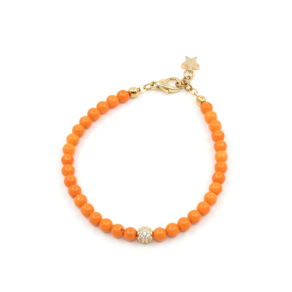 Tangerine Orbit Beaded Bracelet (Orange)