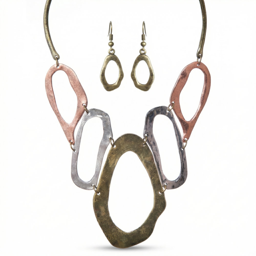 [EGNLF002] Modern Mixed Metal Abstract Choker Set