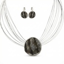 Dark Textured Oval Wire Choker Set