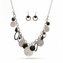 Silver and Black Geometric Charm Necklace Set