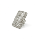Artisanal Hammered Silver Rectangular Statement Ring